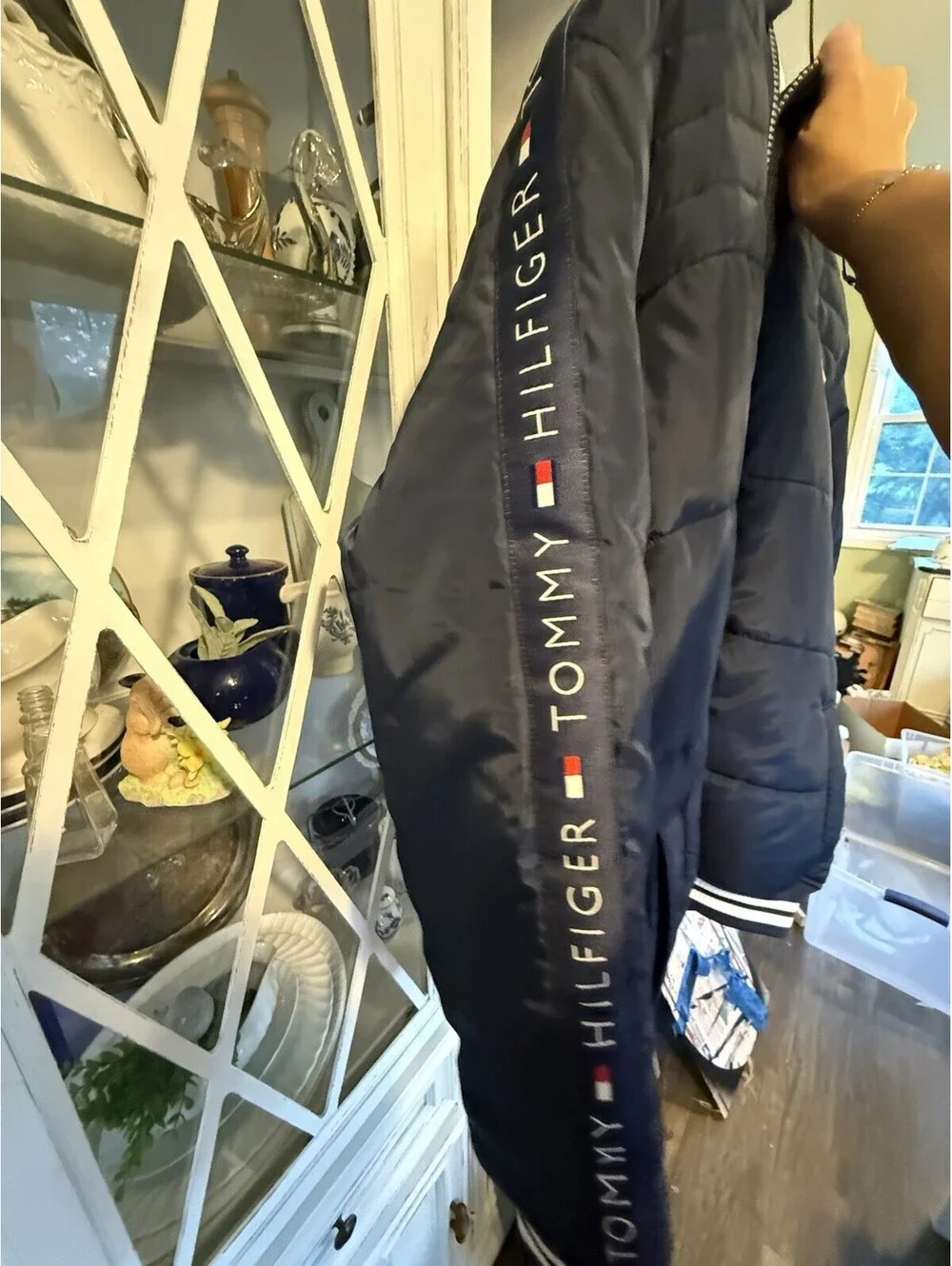 Boys Tommy Hilfiger Navy Hooded Puffer Jacket athletic fleece Lined  Size 14/16